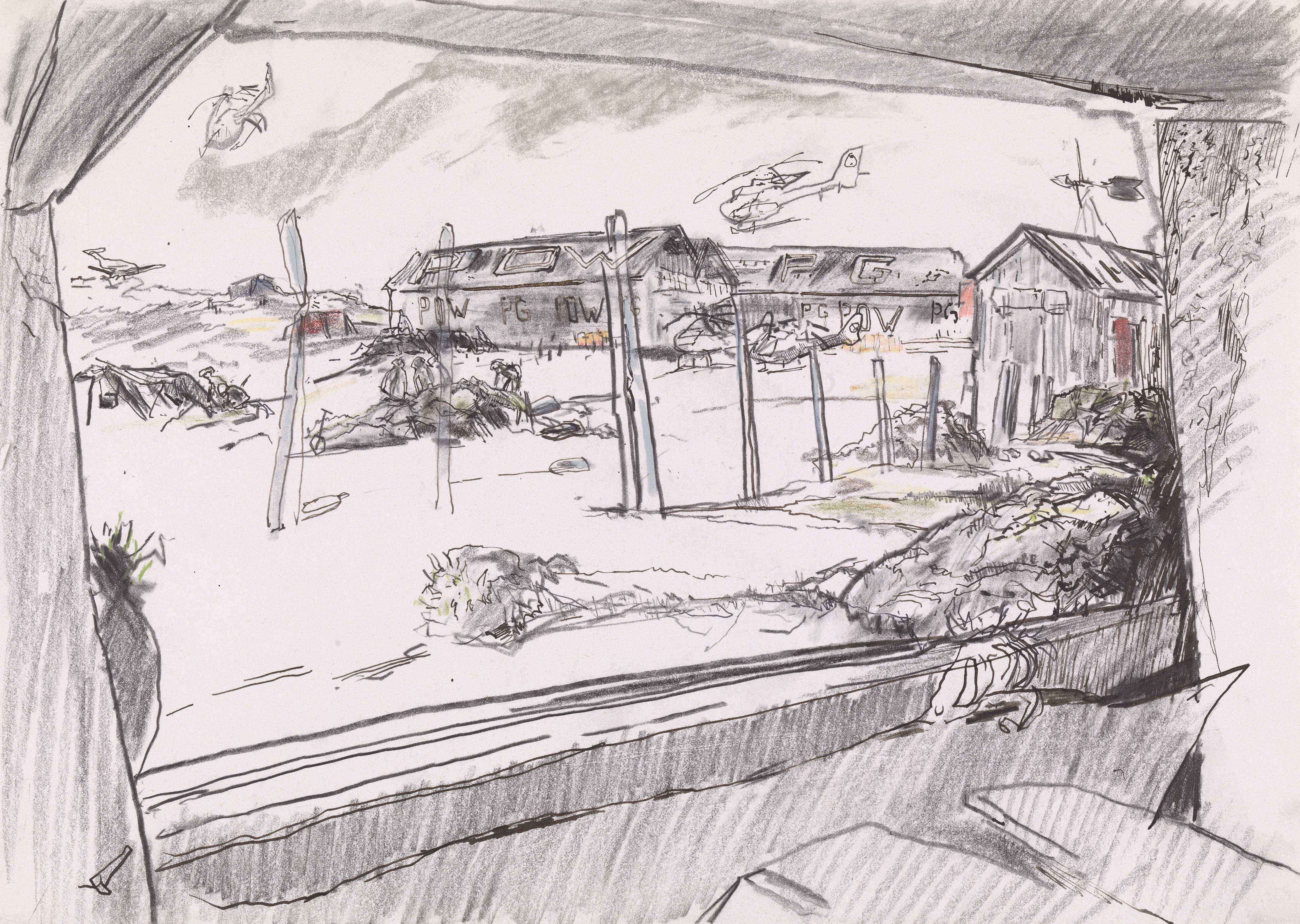 Sketch by war artist Linda Kitson