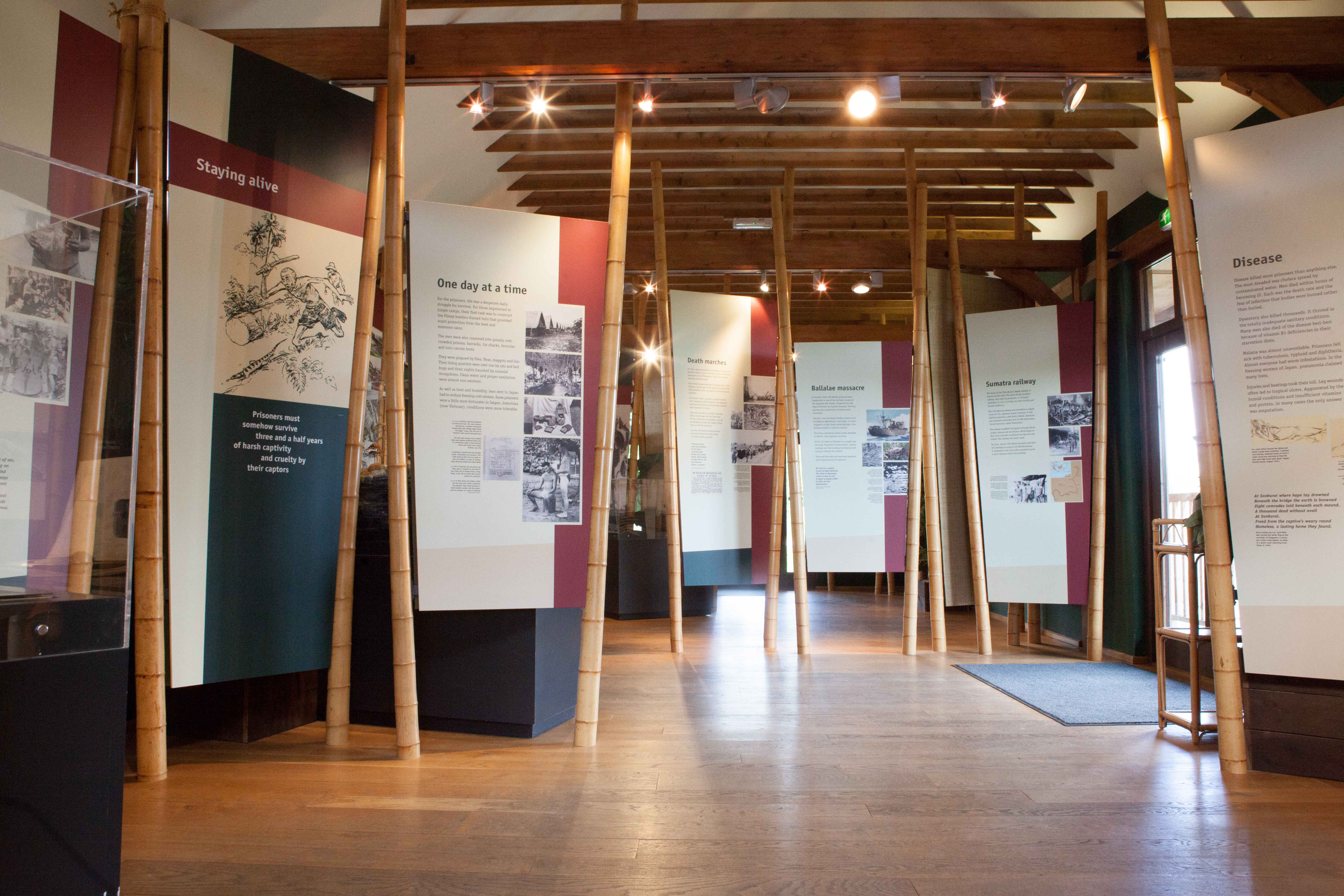 displays inside the building show the journey that the Far East prisoners of war went on, and the conditions in which they lived.