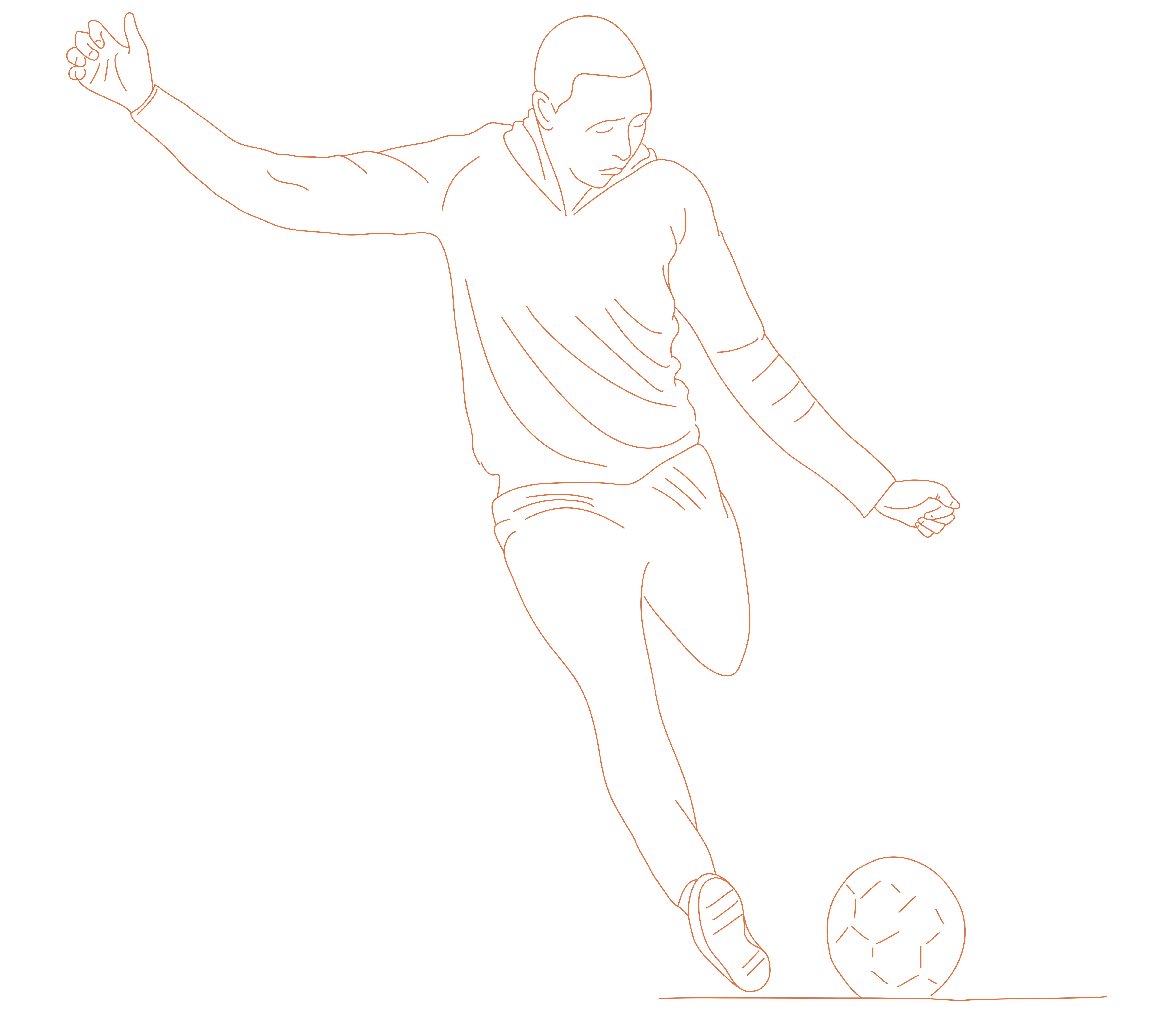 An illustration of a man about to kick a football