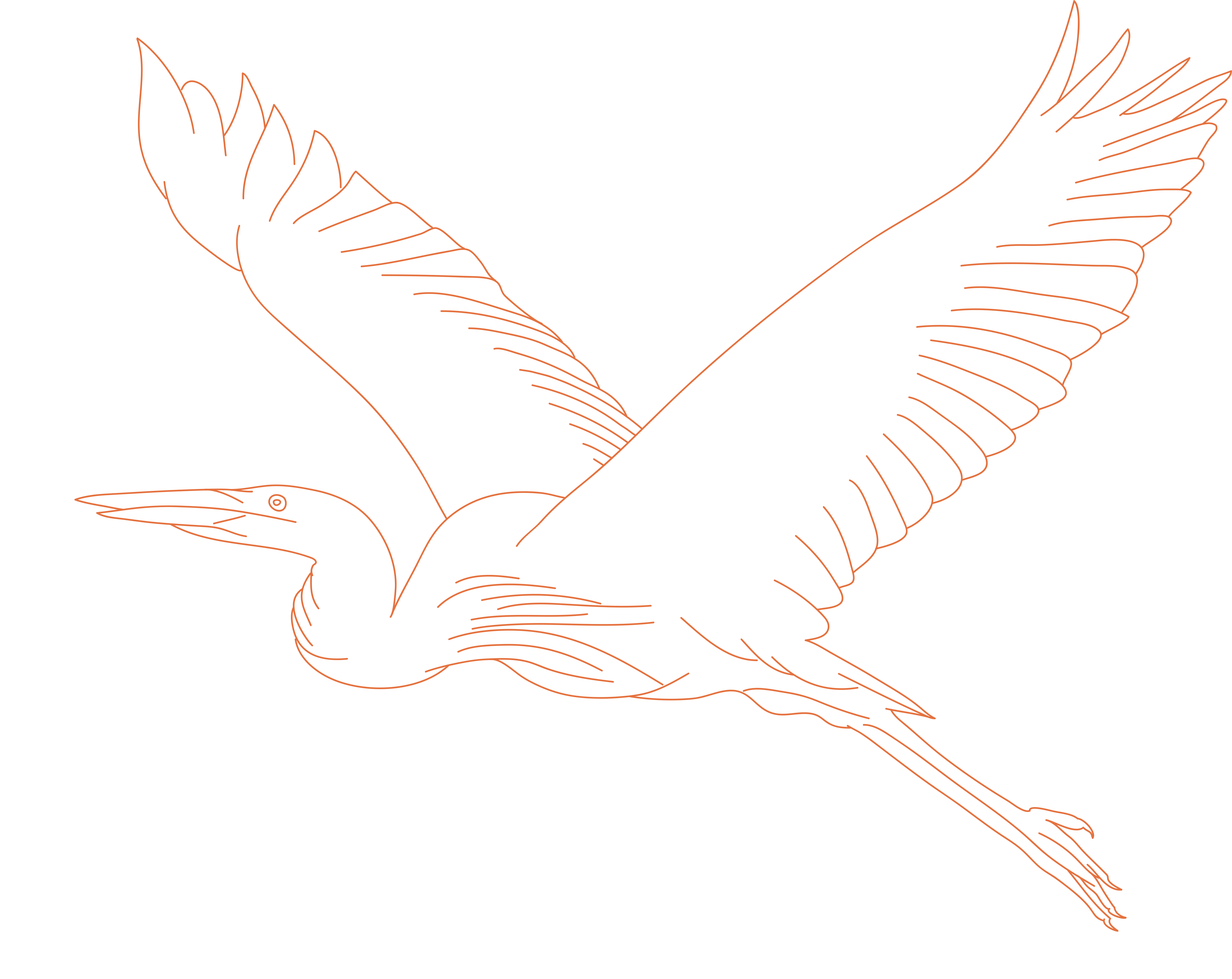 A drawing of a heron
