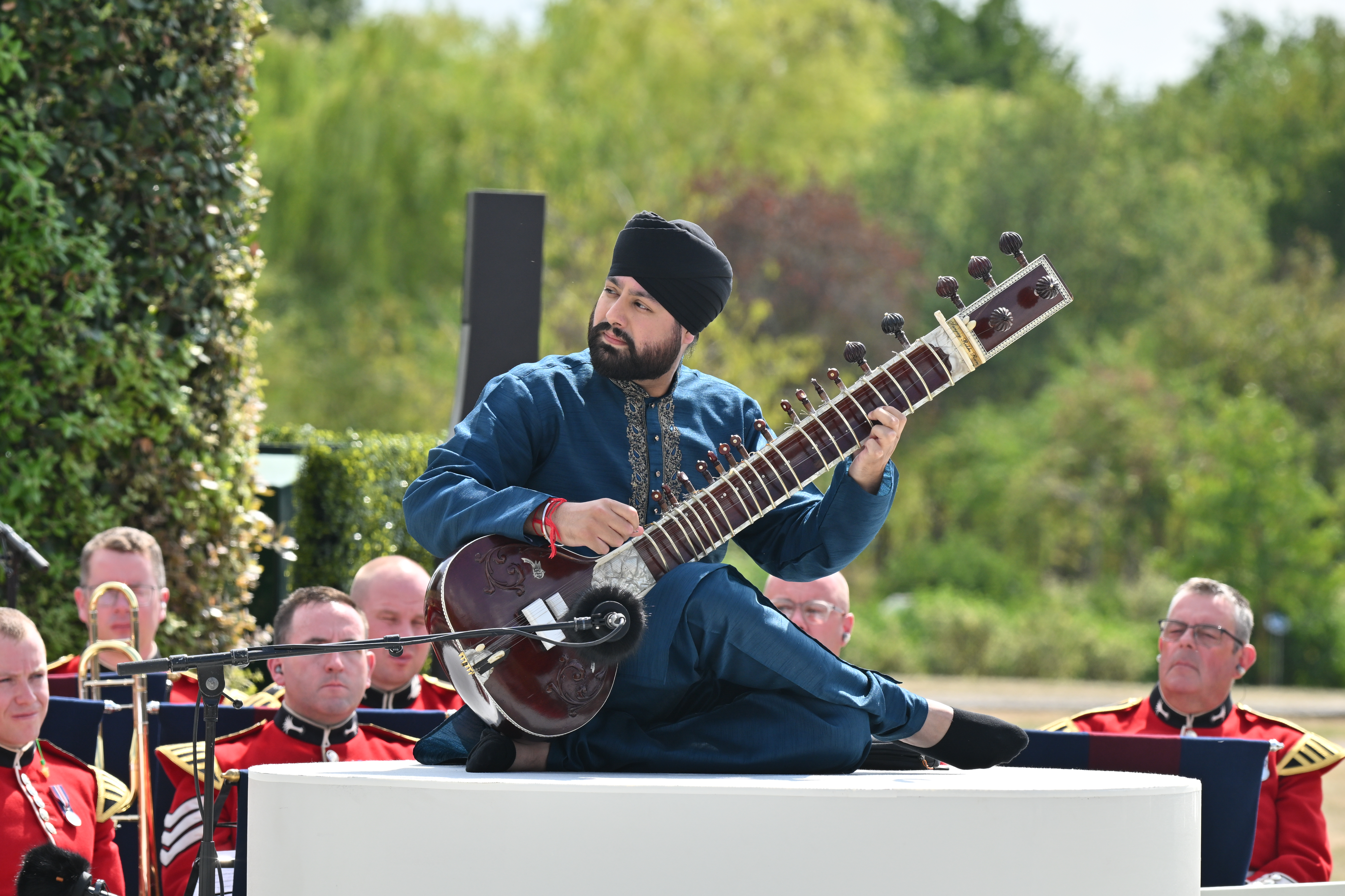 Music was provided by a Sitar plyer during the service