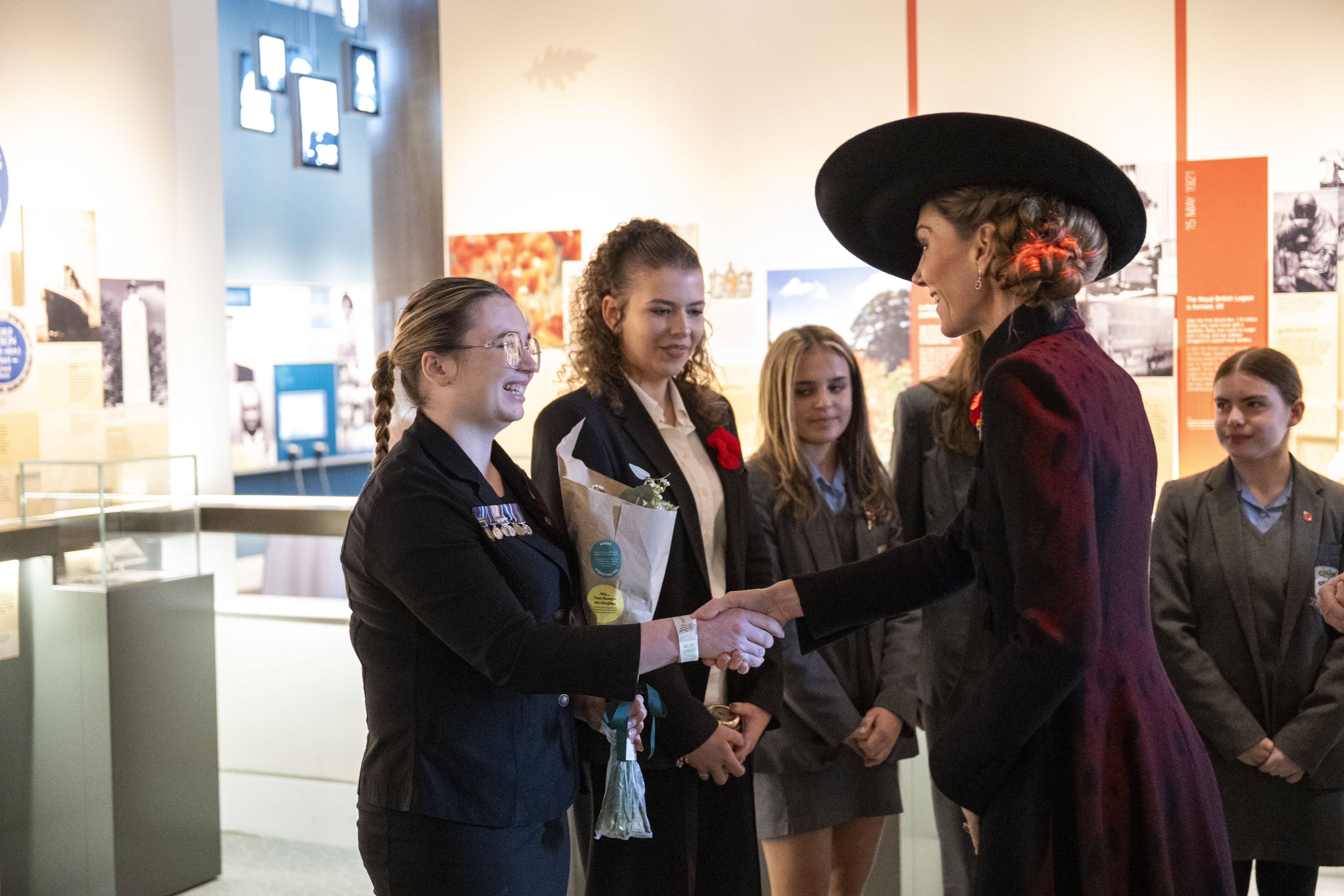 The Princess of Wales paused to speak with members of the public in Heroes’ Square before touring the National Memorial Arboretum’s Remembrance Centre
