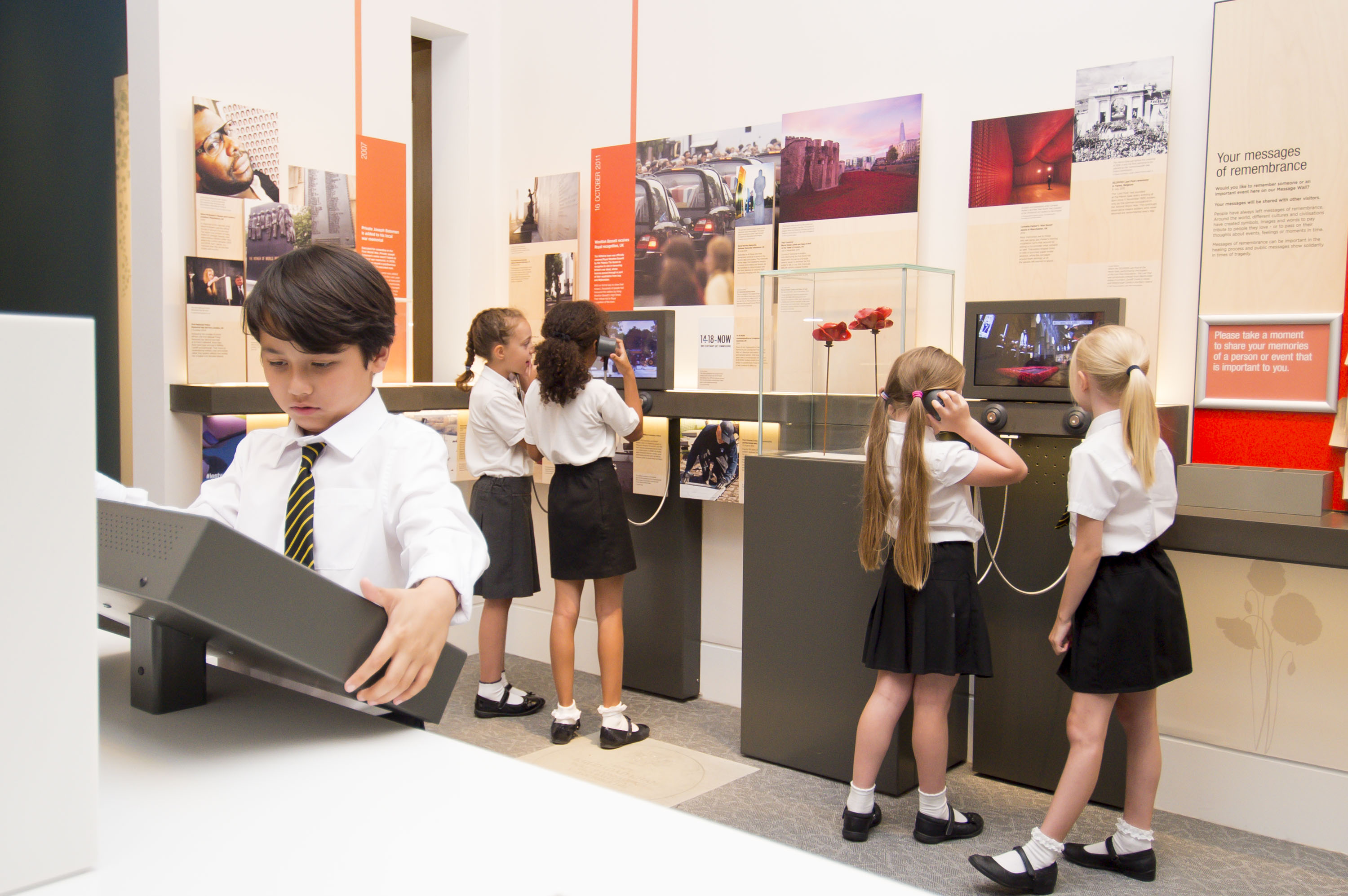 Students exploring the Landscapes of Life exhibition