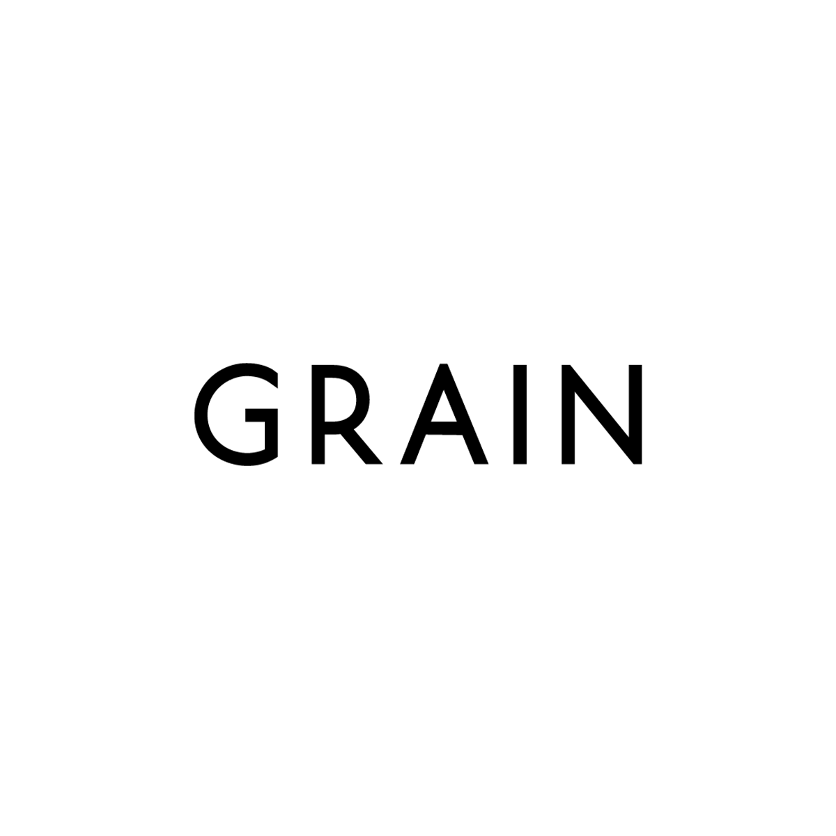 The logo for GRAIN Projects, it spells the word grain in large black font.