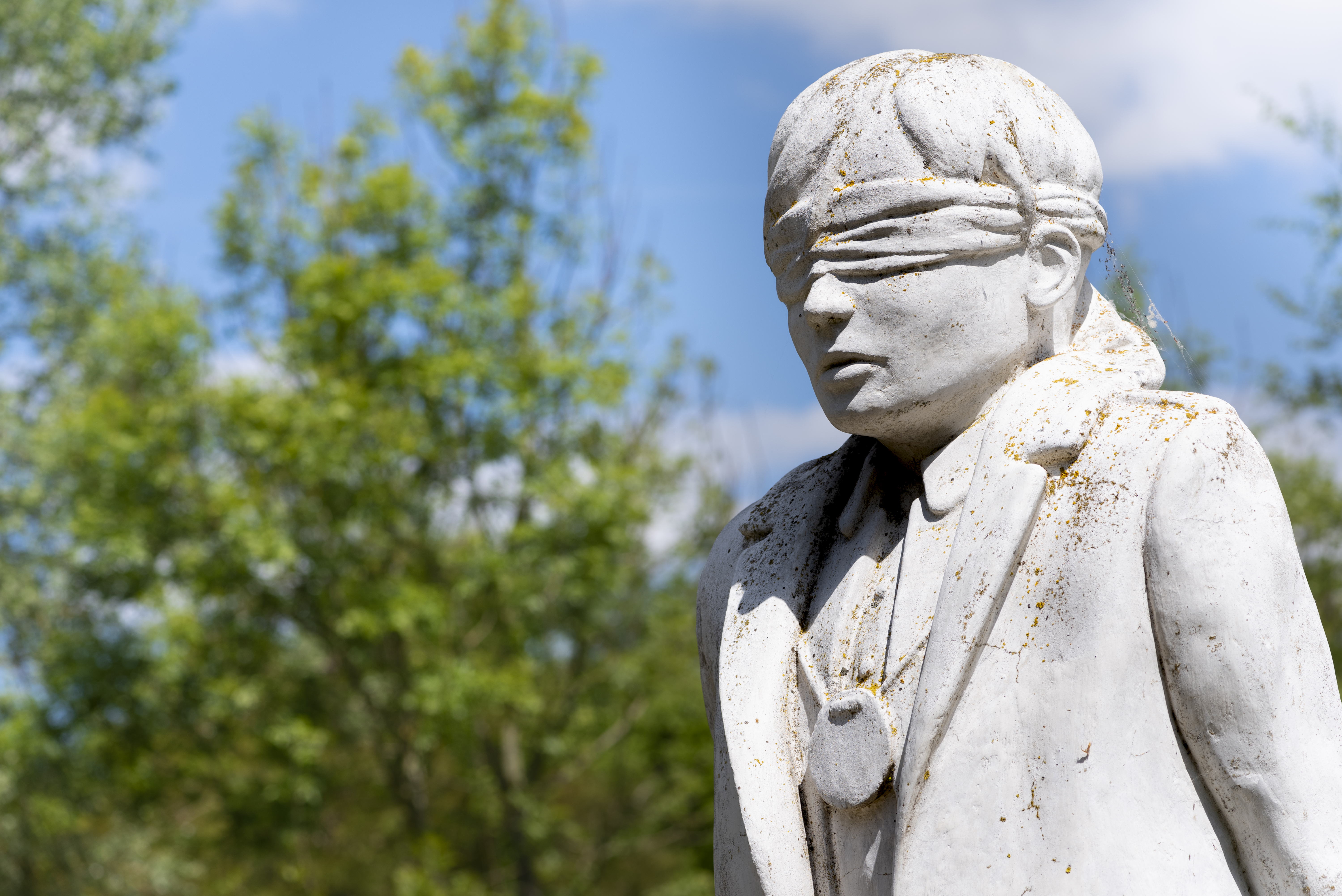 Shot at Dawn Memorial. Close up of Statue of blindfolded soldier