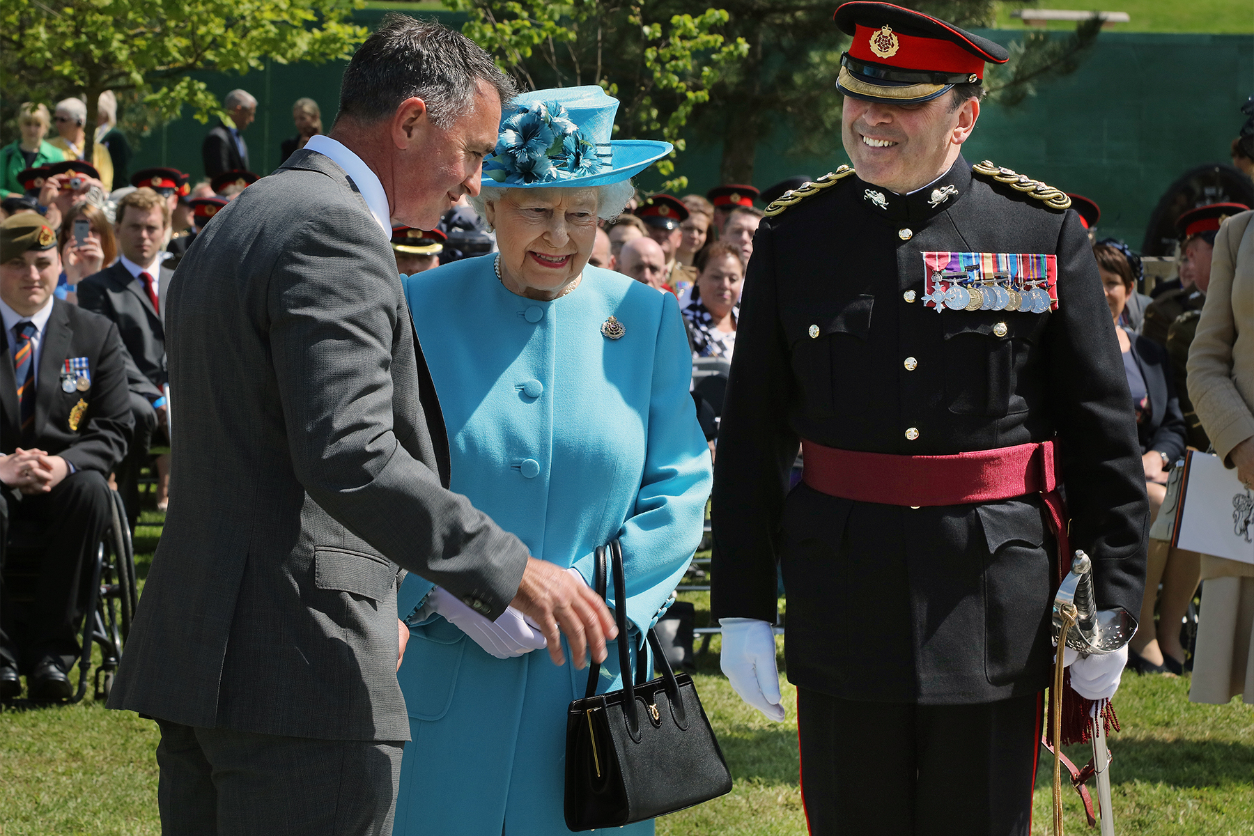 Her Late Majesty at the dedication of The Duke of Lancaster's Regiment Memorial in 2016