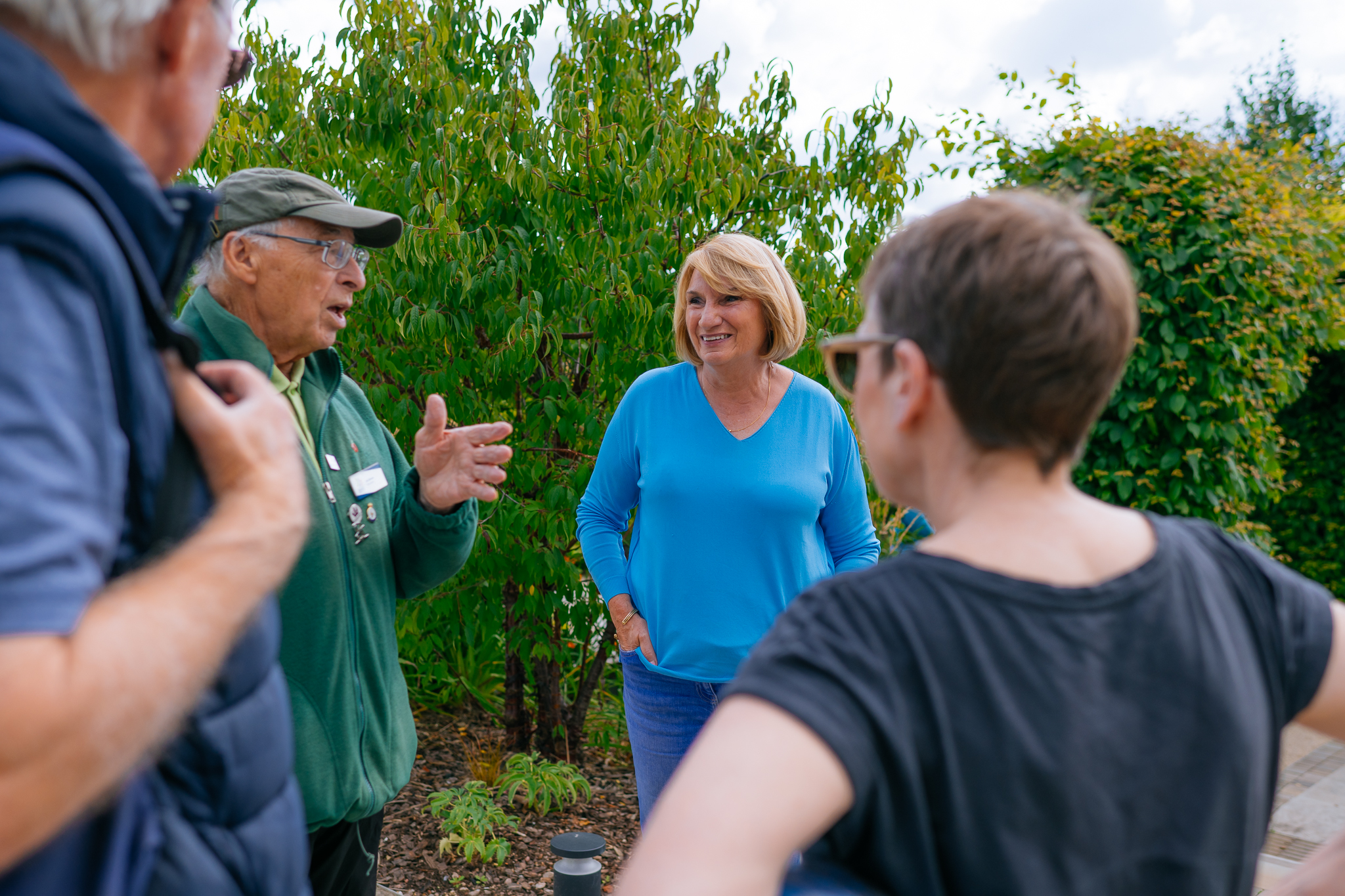 A group of people with a guide