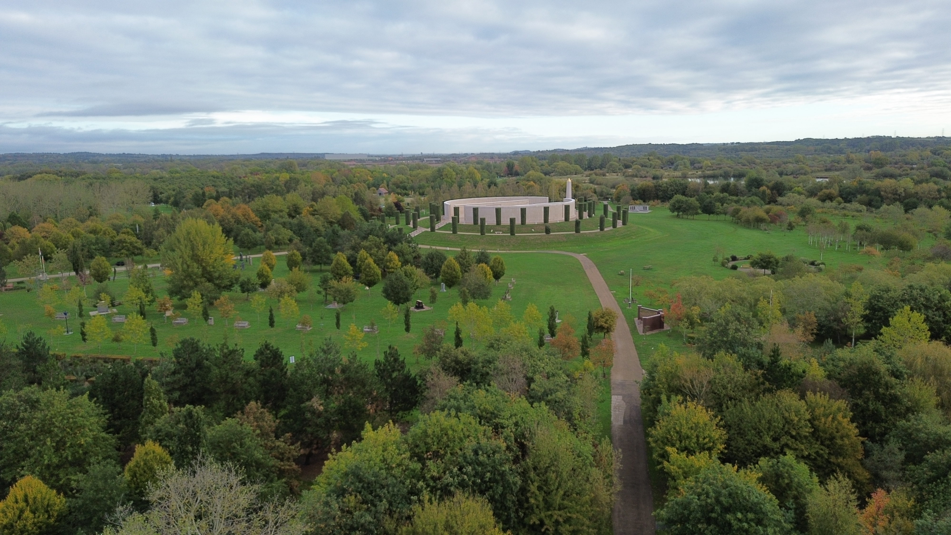 Autumnal Drone image of the National Remembrance Gardens